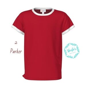 LuLaRoe Parker Red and White Short Sleeve Tee